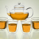 Teekanne aus Glas 1,3 Liter mit Teebechern aus Glas