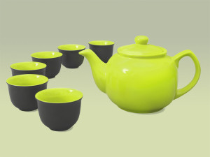 Teekanne aus Keramik in grün