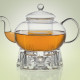 Teekanne aus Glas 1,3 Liter mit Stövchen aus Glas