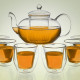 Teekanne aus Glas 1,8 Liter mit Teebechern aus Glas